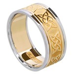 Lovers Knot Gold Wedding Band with Trim - Gents