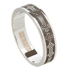 Celtic Cross Oxidized Silver Wedding Ring