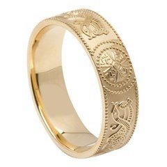 Gents Celtic Warrior Yellow Gold Wedding Band