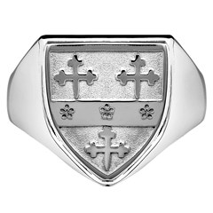Gents Coat Of Arms Shield White Gold Ring