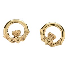 Baby Yellow Gold Claddagh Stud Earrings