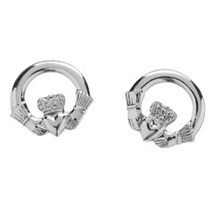 Baby White Gold Claddagh Stud Earrings