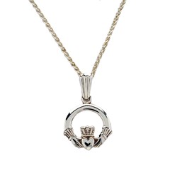 Baby White Gold Claddagh Pendant
