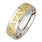 Trinity Knot Silver Wedding Band with Gold Center - Ladies