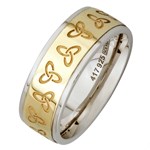 Trinity Knot Silver Wedding Band with Gold Center - Gents