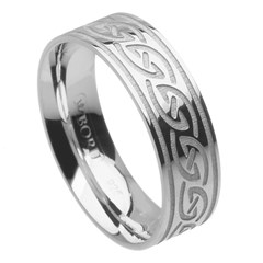 Celtic Waves Wide White Gold Ring