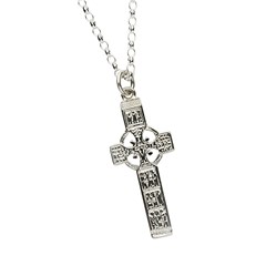 Monasterboice Muiredeach High Cross Small White Gold Necklace