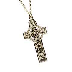 Kells Saint Patrick & Saint Columba High Cross Yellow Gold Necklace