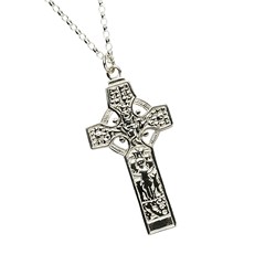 Kells Saint Patrick & Saint Columba High Cross White Gold Necklace