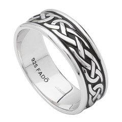 Celtic Knot Black Enamel Silver Ring