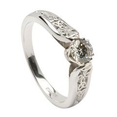 Diamond Engagement White Gold Ring with Trinity Shank