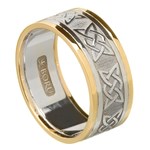 Lovers Knot Gold Wedding Band with Trim - Gents