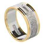 Celtic Cross Gold Wedding Ring with Trim - Gents