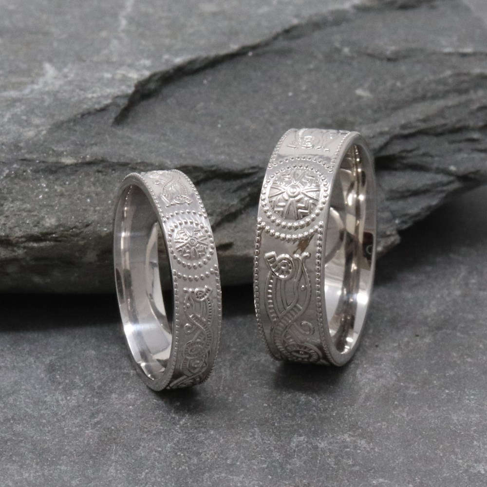 Ladies Celtic Warrior Silver Wedding Band Keltische Trauringe