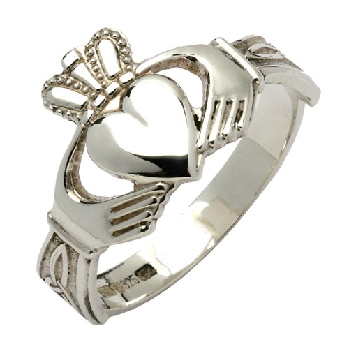 Gents Trinity Knot Silver Claddagh Ring