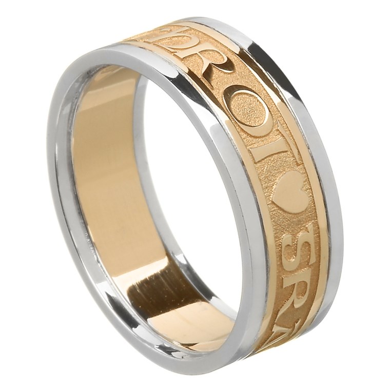 Love Of My Heart Gold Wedding Ring with Trim - Ladies