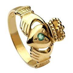 Ladies Claddagh Emerald Set Ring