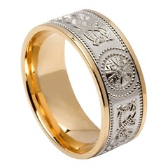 Celtic Warrior Wide Yellow Gold Band with White Gold Center