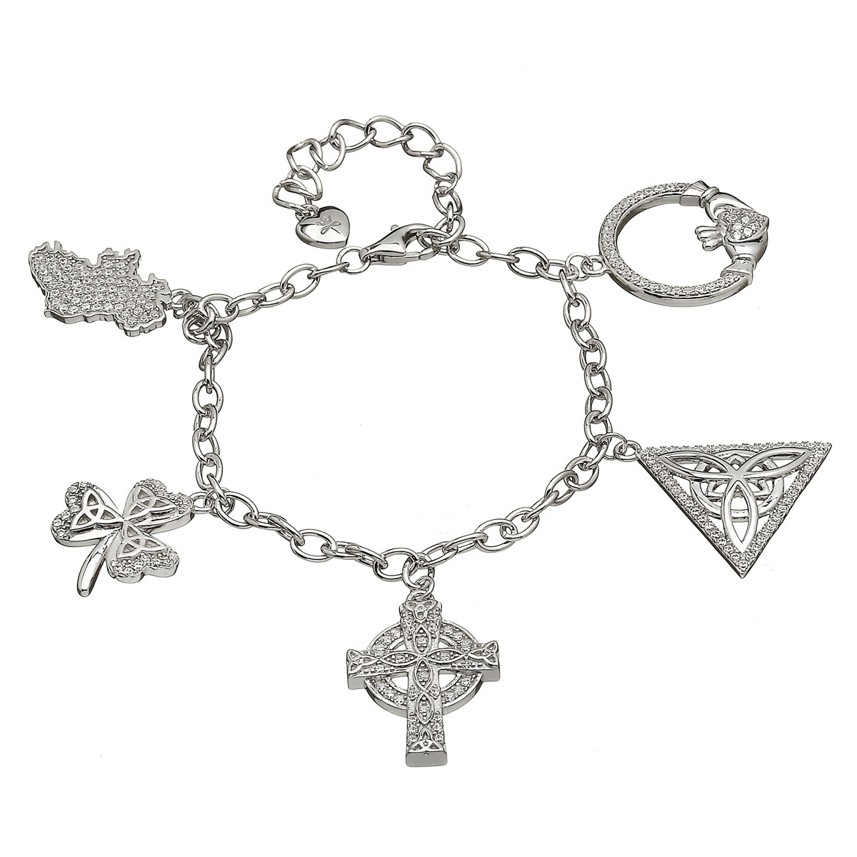 Bridget Cross Claddagh 8 CHARM TOGGLE BRACELET Irish Symbols Bracelet Triquetra 