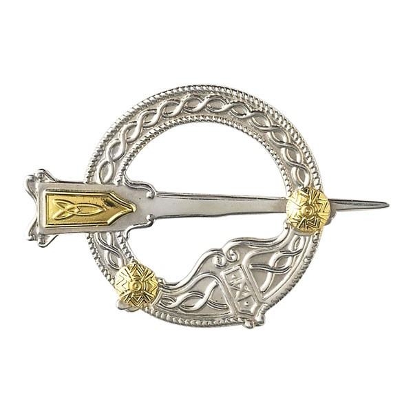 Traditional Large Silver with 18k Gold Tara Brooch