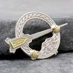 Traditional Large Silver with 18k Gold Tara Brooch