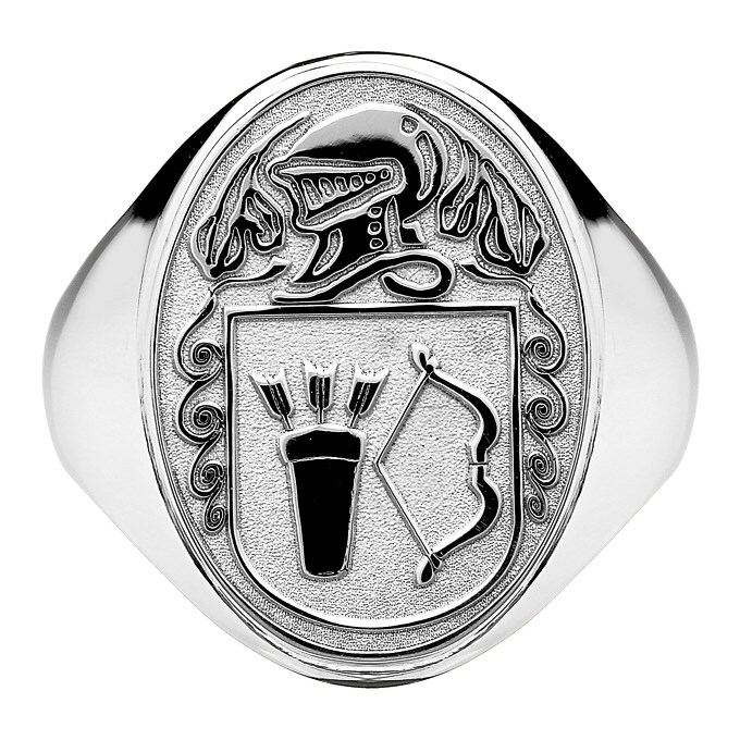 Gents Coat of Arms Oval Silver Ring Heraldry Coat Of Arms