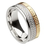 Celtic Knot Faith White Gold with Yellow Rail Band