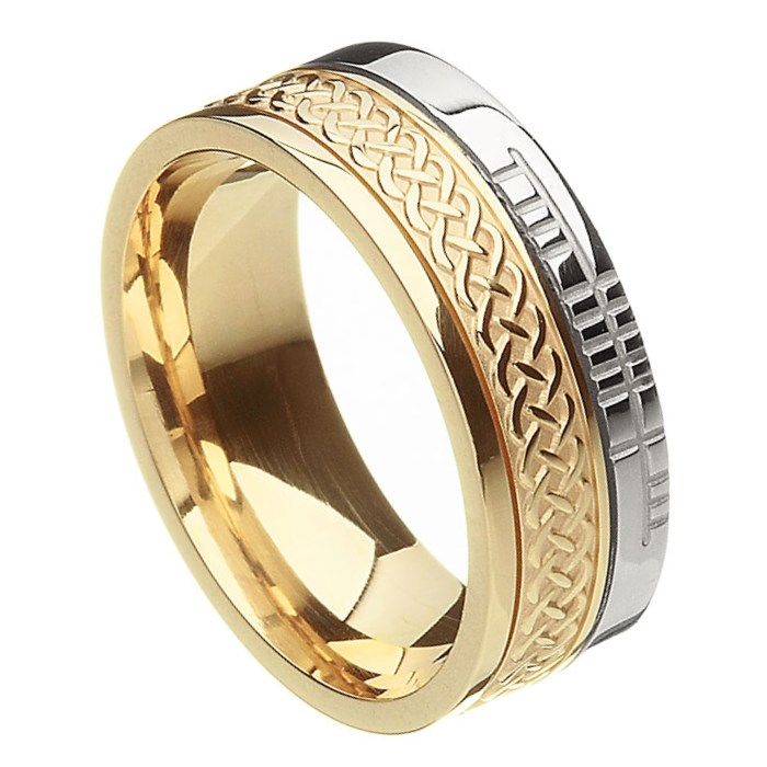 Celtic Knot Faith Yellow Gold with White Rail Band