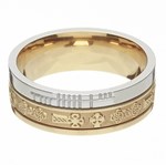 Celtic Cross Faith Yellow Gold with White Rail Band