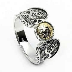 Viking Ring with 18k Gold Bead