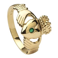 Gents Claddagh Emerald Set Ring