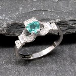 Claddagh Ring with Emerald and Diamonds