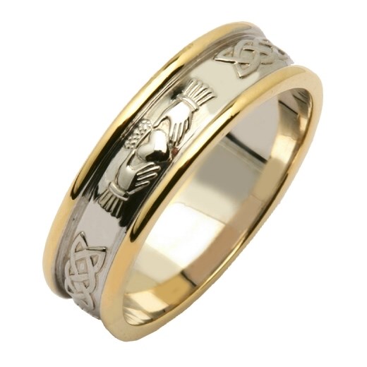 Claddagh & Celtic Knot Two Tone Wedding Band
