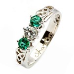 Diamond and Emerald Trinity Knot Engagement Ring
