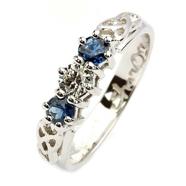 14K White Gold Sapphire Claddagh Engagement Ring,… | My Irish Jeweler