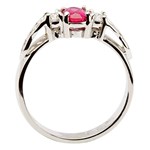Oval Ruby and Diamond Trinity Knot Engagement Ring