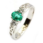 Oval Emerald and Diamond Trinity Knot Engagement Ring