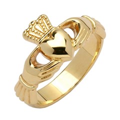 Ladies Heavy Yellow Gold Claddagh Ring