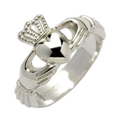 Ladies Heavy White Gold Claddagh Ring