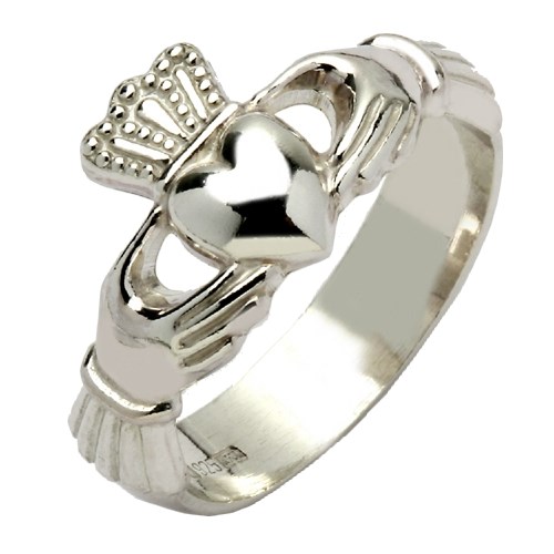 Gents Heavy White Gold Claddagh Ring