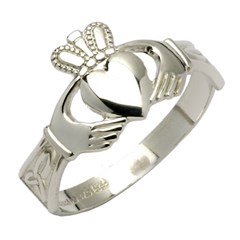 Ladies Trinity Knot White Gold Claddagh Ring