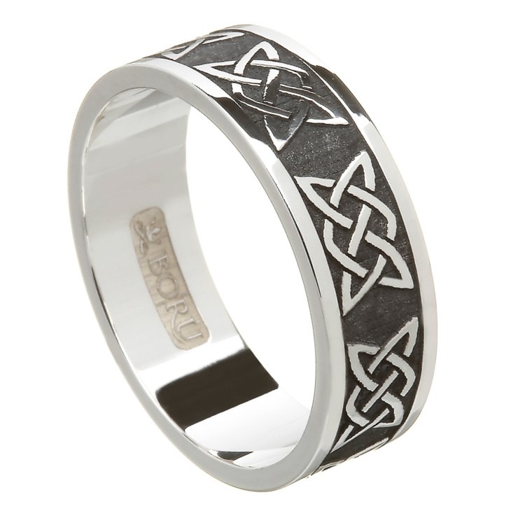 Lovers Knot Oxidized Silver Wedding Band - Celtic Wedding Rings - Rings ...