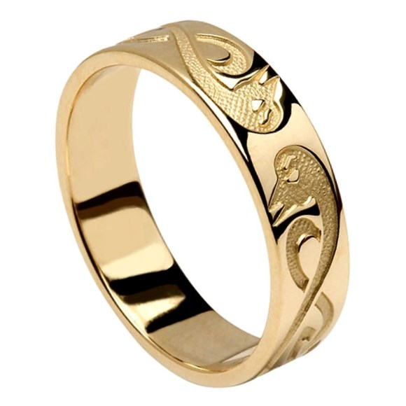 Le Cheile Celtic Yellow Gold Wedding Band Celtic Wedding Rings Rings from Ireland
