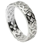 Pierced Celtic Knot White Gold Wedding Ring - Gents