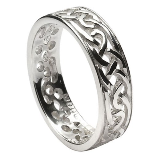 Filagree Celtic White Gold Wedding Ring - Ladies