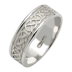 Celtic Closed Knot White Gold Wedding Band