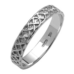 Celtic Closed Knot Narrow White Gold Wedding Band