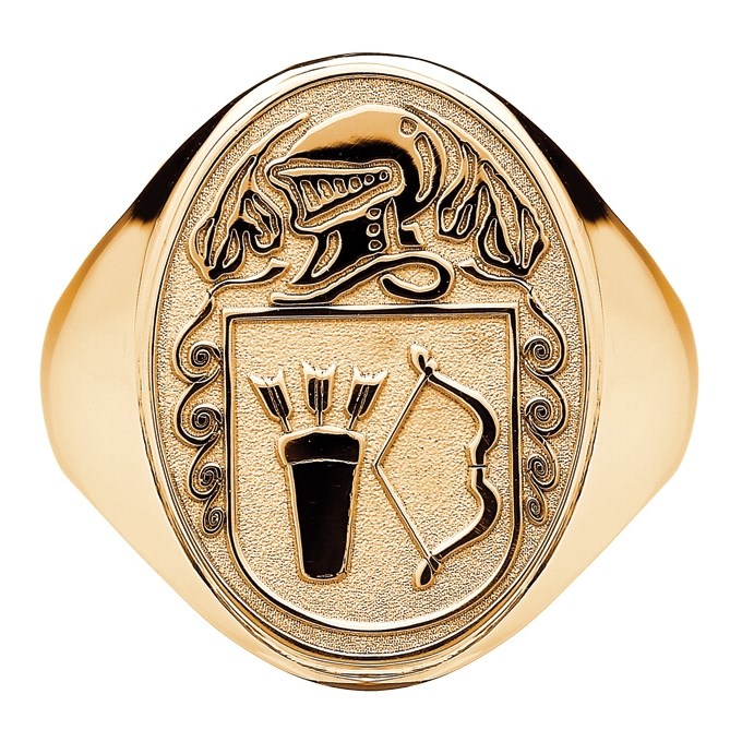 Gents Coat of Arms Oval Yellow Gold Ring
