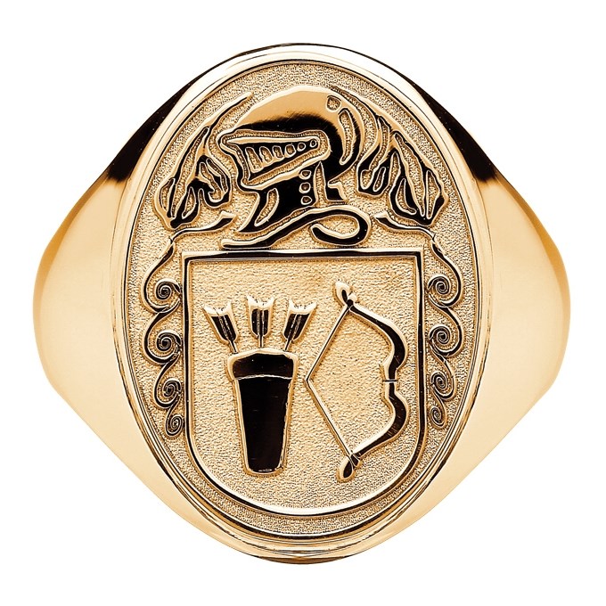 Gents Coat of Arms Oval Yellow Gold Ring Heraldry Coat Of Arms Rings from Ireland
