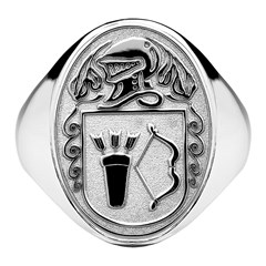 Gents Coat of Arms Oval White Gold Ring